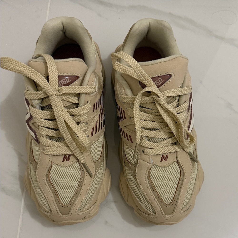 Beige and Maroon Sneakers